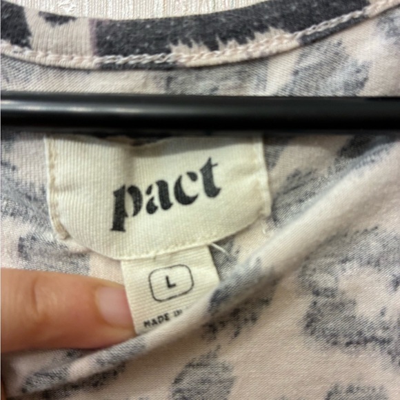 Pact Animal Leopard Knit Dress L Tiered Short Sleeves Empire Org Cotton Blend - Picture 6 of 6